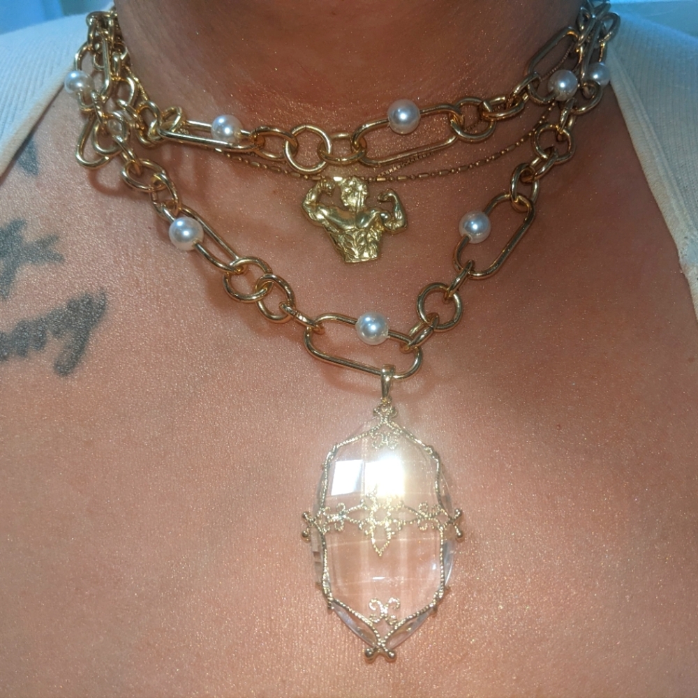 Sold💗14k Yellow Gold Crystal Quartz Gemstone Large Enhancer/Pendant - Picture 13 of 13